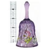 Fenton signed purple bell w/ flowers