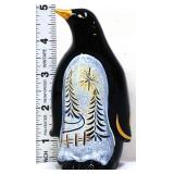 Fenton 5in black winter scene penguin