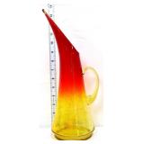 MCM amberina glass crackle ewer vase