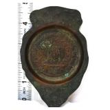 Vntg metal Round Oak Stoves adv pin tray