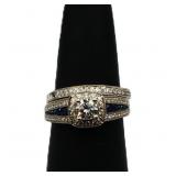Sterling white sapphire wedding set, lab created