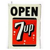 Vntg metal 20x28 7Up OPEN sign