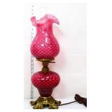 Fenton cranberry opalescent lamp