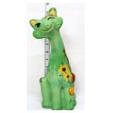 Fenton 12in green alley cat, Tina D signed