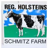 Vntg metal dbl side 36x34 Holsteins cow sign