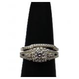 Sterling white sapphire wedding set, lab created