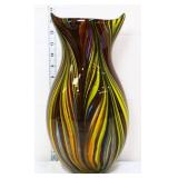 Vintage 14in Italian cased glass striped vase