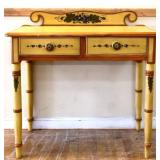 Vintage painted 2 drawer desk w/ gallery back