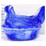 Cobalt/white marble hen on nest