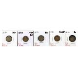 Lot of 5 1890 seated liberty dimes