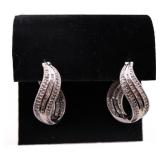 Pair diamond wave earrings