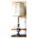Vintage cherub base lamp w/ shade see photos