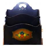 Vntg painted black magazine rack see pics