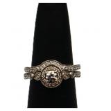 Sterling white sapphire wedding set, lab created