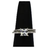 Sterling white sapphire wedding set, lab created