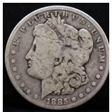 1885 Morgan silver dollar