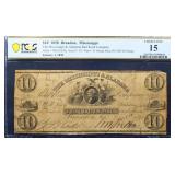 Graded 1838 MS & AL Railroad Co $10 note