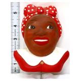 Vntg chalkware Americana trivet hanger w red bow