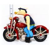 Cast iron Popeye on motorcycle