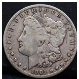 1901O Morgan silver dollar