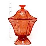 Pink glass covered candy dish