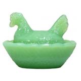 Miniature jadeite hen on nest
