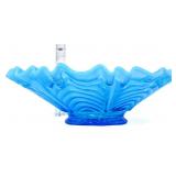 Fenton 9in blue opalescent reverse drape bowl