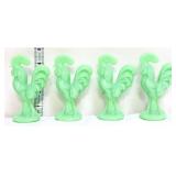 Lot of 4 miniature jadeite roosters