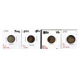 Lot of 4 1890 seated liberty dimes