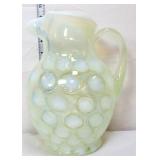 Fenton white opalescent coin dot 10in pitcher