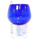 Vntg cobalt 9in brandy snifter ballon glass vase