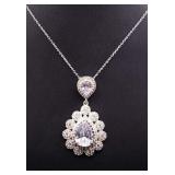 Cartier style white sapphire necklace, lab grown