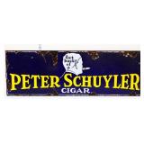 Vtg porcelain 36x12 Peter Schuyler Cigar on board