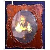 Vntg framed 22x26 child portrait NO SHIPPING