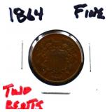 1864 2 cent coin