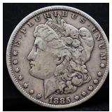 1885 Morgan silver dollar