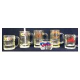 Lot of 6 glass adv mugs