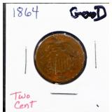 1864 2 cent coin