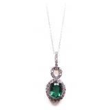 Oval cut emerald necklace, lab created