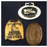 Lot of 3 metal tire/car theme watch fobs