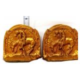 Pair vntg cast iron End Of Trail bookends