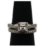 Sterling white sapphire wedding set, lab created