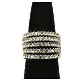 White sapphire banded ring lab created