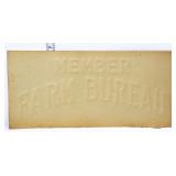 Vtg metal 14x6.5 Farm Bureau sign w org rice paper