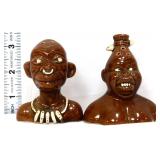 Pair vtg Americana 3in bust salt/pepper shakers