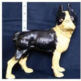 Cast iron 9in black/white dog bank