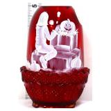 Fenton 5in amberina Great Pumpkin fairy lamp