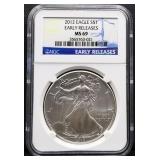 Graded MS69 2012 Early Releases silver eagle coin