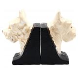 Pair cast iron white scottie dog bookends