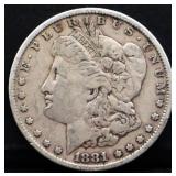 1881 Morgan silver dollar